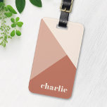 Abstract geometric terracotta shades custom name luggage tag<br><div class="desc">Modern luggage tag featuring geometric shapes in shade of terracotta and cream and your custom name or text in a retro font.</div>