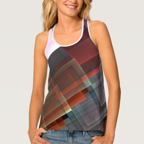 Abstract geometric textured decoration tank top