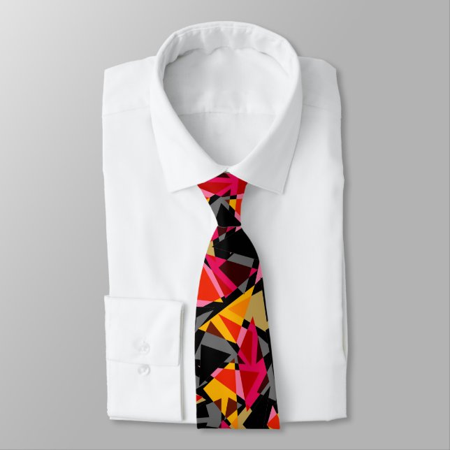 Abstract Geometric Triangles  Geometric Shapes Neck Tie (Tied)