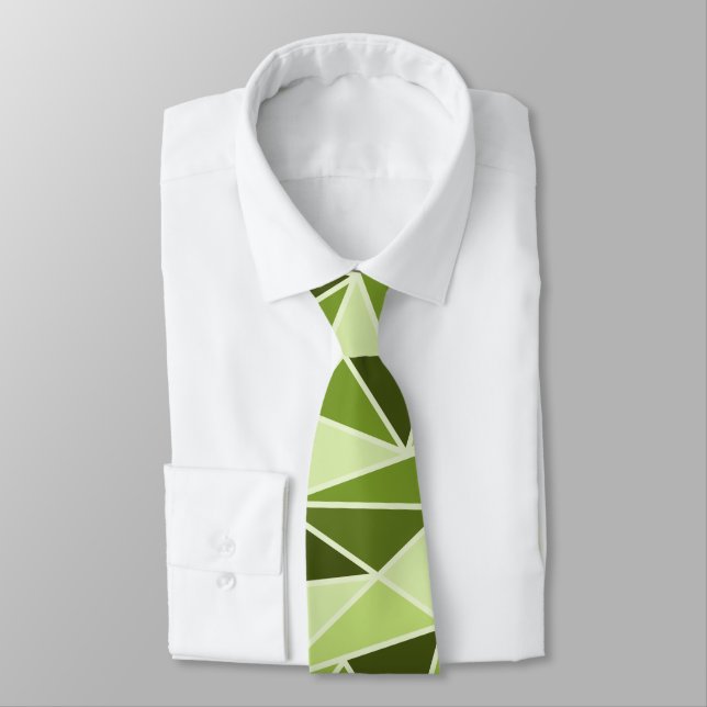 Abstract Geometric Triangles, Lime Green Neck Tie (Tied)