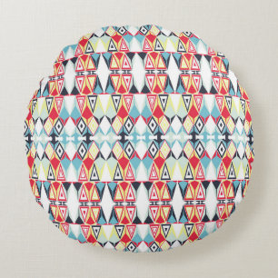 Abstract Geometric Tribal Line Pattern Round Pillow