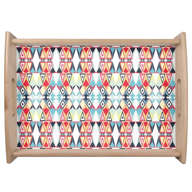Abstract Geometric Tribal Line Pattern Serving Tray (Front)