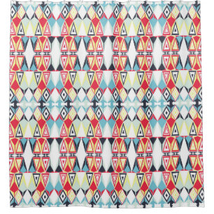 Abstract Geometric Tribal Line Pattern Shower Curtain