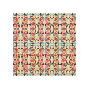 Abstract Geometric Tribal Line Pattern Wood Wall Art