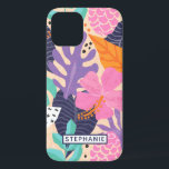 Abstract Geometric Tropical Jungle Pattern Custom iPhone 12 Case<br><div class="desc">Abstract Geometric Tropical Jungle Pattern Custom Case. Cute stylish cool trendy personalized custom cell phone case design. Personalize this custom design with your own name or text. Makes a great birthday,  Christmas,  or everyday gift.</div>