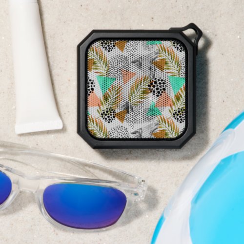 Abstract Geometric Tropical Leaf Pattern Bluetooth Speaker