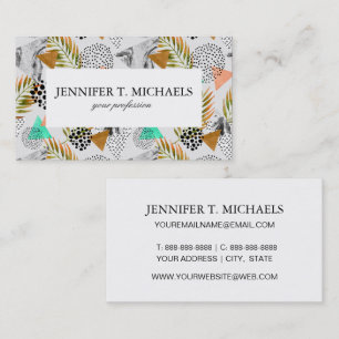 Abstract Geometric Tropical Leaf Pattern Business Card