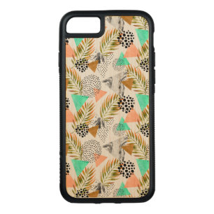 Abstract Geometric Tropical Leaf Pattern Carved iPhone 8/7 Case