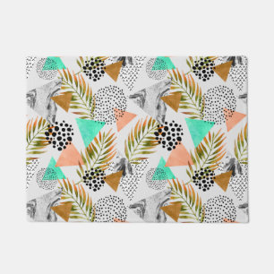 Abstract Geometric Tropical Leaf Pattern Doormat