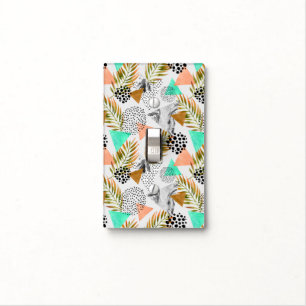Abstract Geometric Tropical Leaf Pattern Light Switch Cover