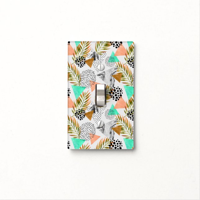 Abstract Geometric Tropical Leaf Pattern Light Switch Cover (In Situ)