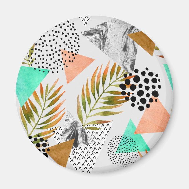 Abstract Geometric Tropical Leaf Pattern Magnet (Front)