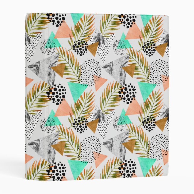 Abstract Geometric Tropical Leaf Pattern Mini Binder (Front/Spine)