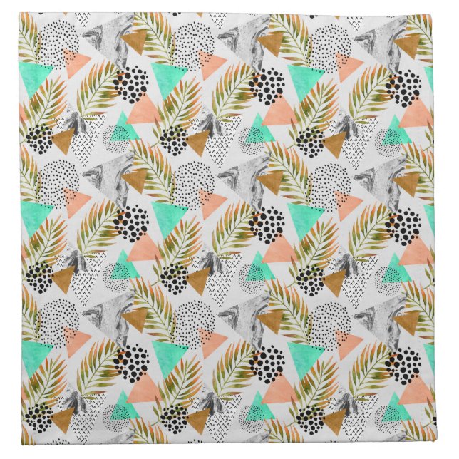 Abstract Geometric Tropical Leaf Pattern Napkin (Front)