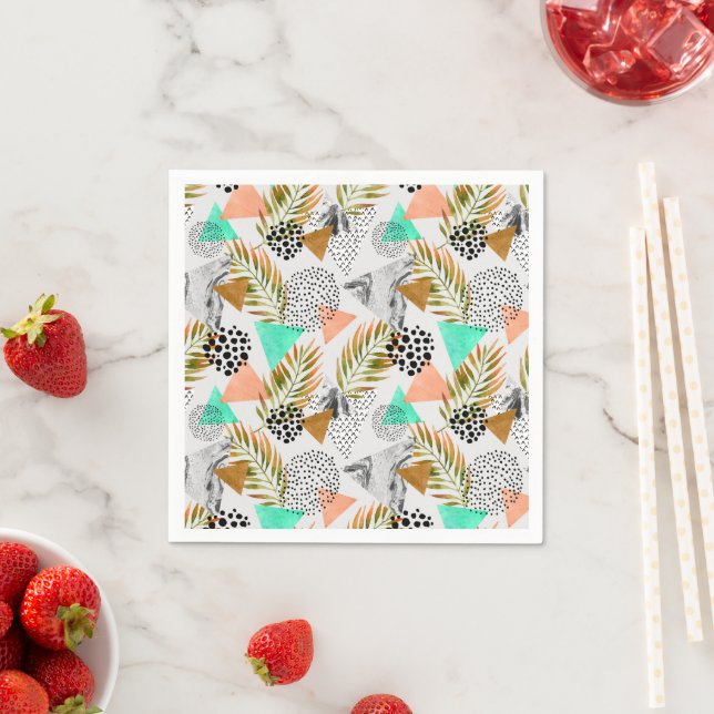 Abstract Geometric Tropical Leaf Pattern Napkins (Insitu)
