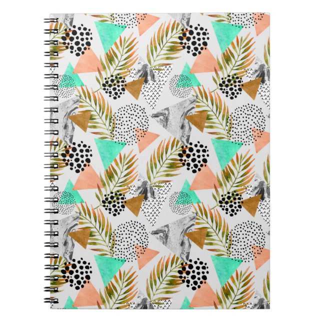 Abstract Geometric Tropical Leaf Pattern Notebook (Front)