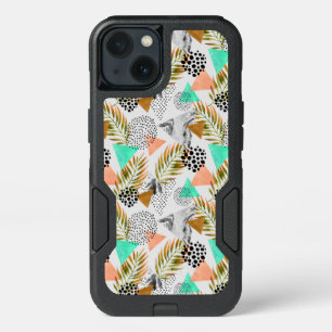 Abstract Geometric Tropical Leaf Pattern iPhone 13 Case