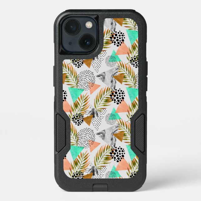 Abstract Geometric Tropical Leaf Pattern Otterbox iPhone Case (Back)