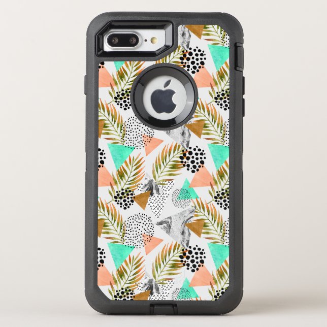 Abstract Geometric Tropical Leaf Pattern Otterbox iPhone Case (Back)