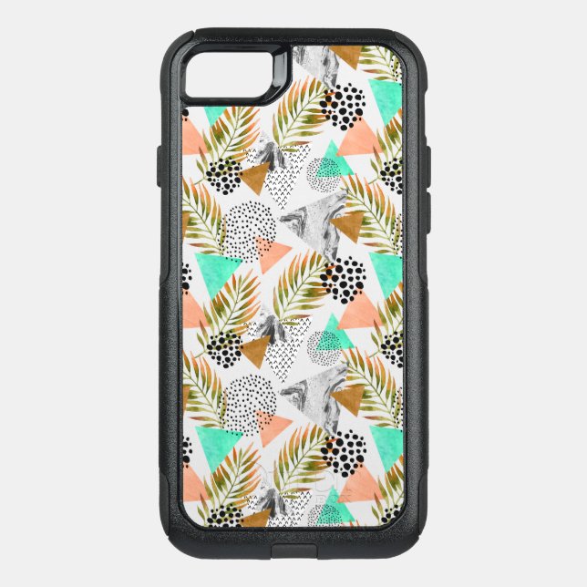 Abstract Geometric Tropical Leaf Pattern Otterbox iPhone Case (Back)