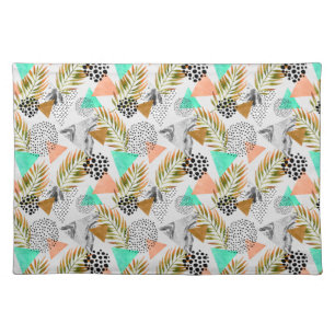 Abstract Geometric Tropical Leaf Pattern Placemat