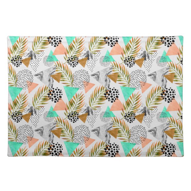 Abstract Geometric Tropical Leaf Pattern Placemat (Front)
