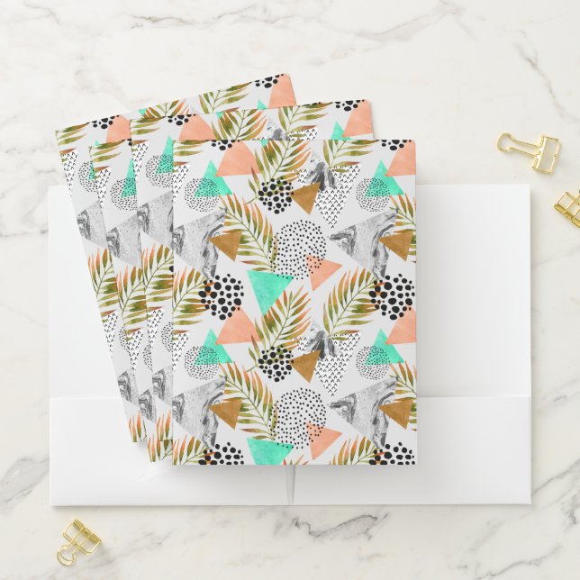Abstract Geometric Tropical Leaf Pattern Pocket Folder (In Situ)