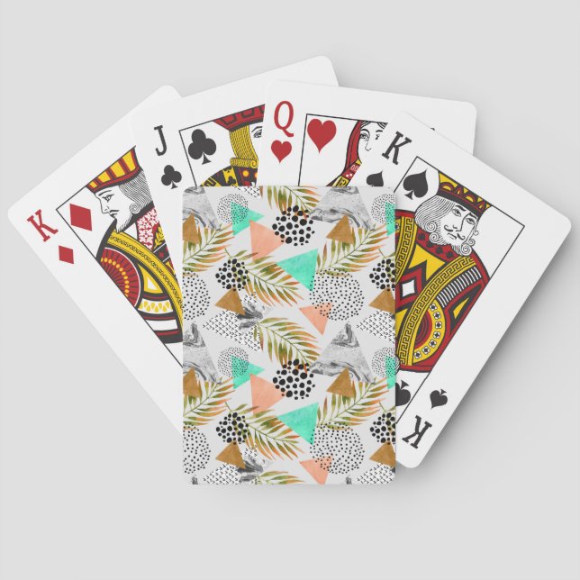 Abstract Geometric Tropical Leaf Pattern Poker Cards (Back)