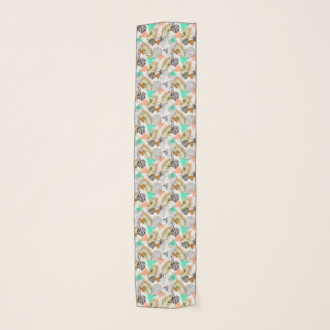 Abstract Geometric Tropical Leaf Pattern Scarf (Front)