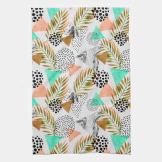 Abstract Geometric Tropical Leaf Pattern Towel