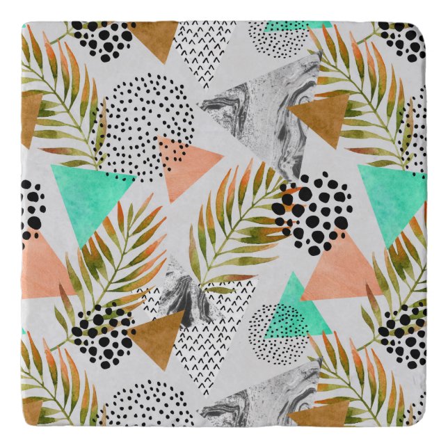 Abstract Geometric Tropical Leaf Pattern Trivet (Front)