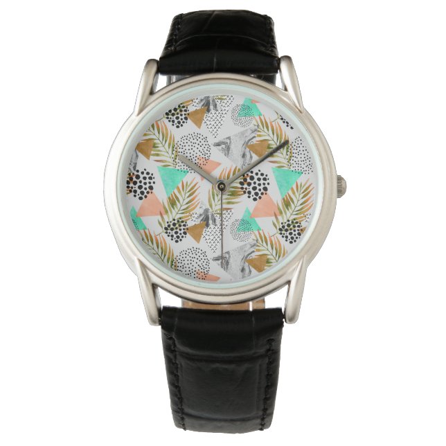 Abstract Geometric Tropical Leaf Pattern Watch (Front)