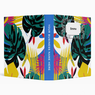 Abstract Geometric Tropical Monstera Plants 3 Ring Binder