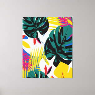 Abstract Geometric Tropical Monstera Plants Canvas Print
