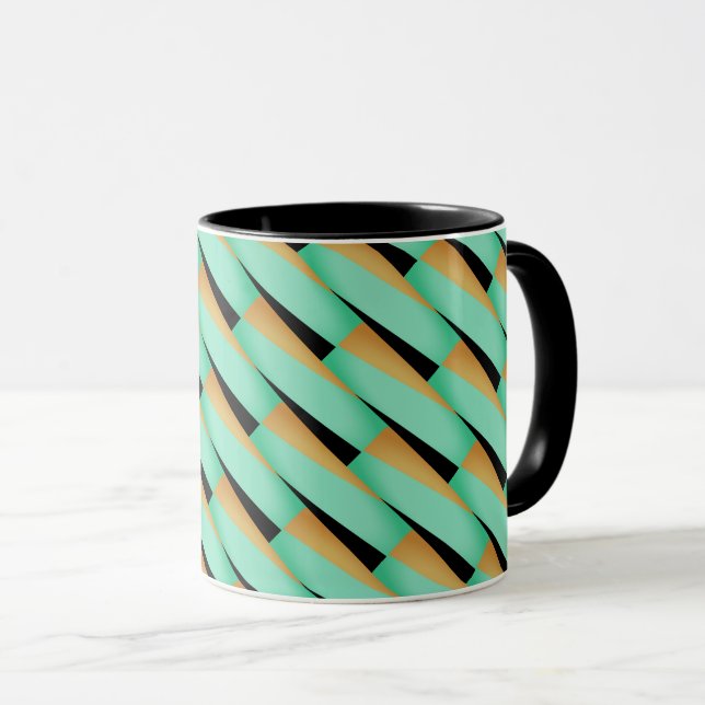 Abstract Geometric/Turquoise Black & Tans Mug (Front Right)