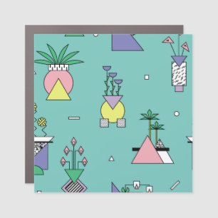 Abstract geometric, vases plants memphis style. car magnet