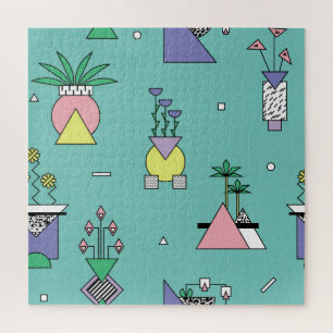 Abstract geometric, vases plants memphis style. jigsaw puzzle