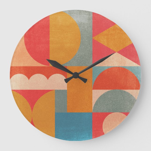 Abstract Geometric: Vintage Paper Texture Large Clock (Front)