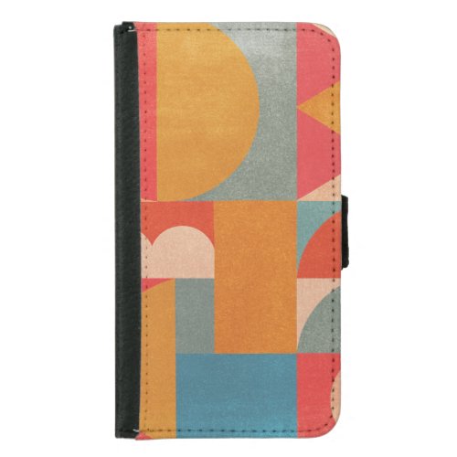 Abstract Geometric Vintage Paper Texture Samsung Galaxy S5 Wallet Case