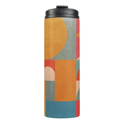 Abstract Geometric Vintage Paper Texture Thermal Tumbler