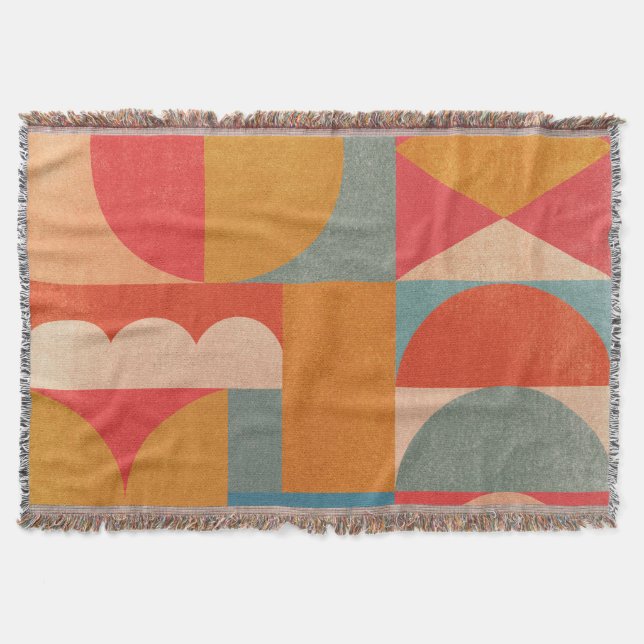 Abstract Geometric: Vintage Paper Texture Throw Blanket (Front)