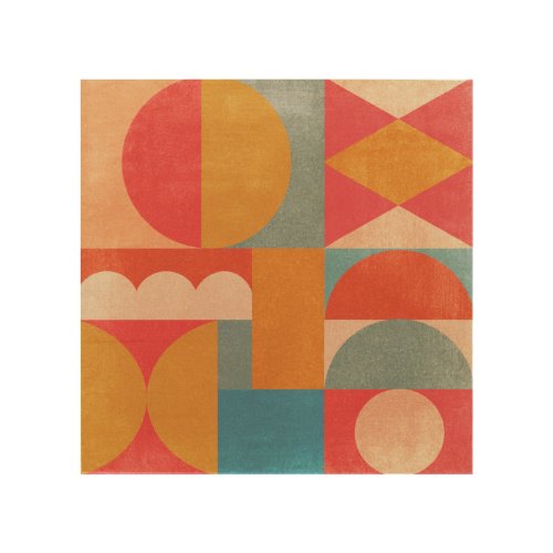 Abstract Geometric Vintage Paper Texture Wood Wall Art