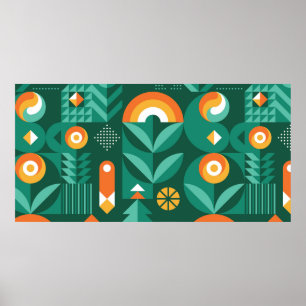 Abstract geometric vintage pattern in Scandinavian Poster