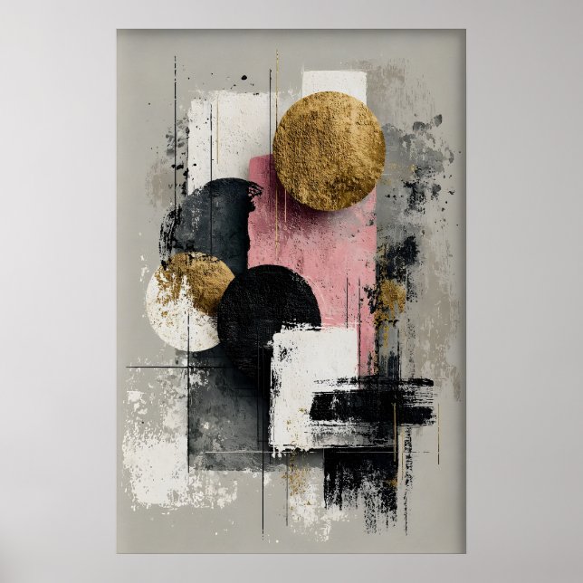Abstract Geometric Wall Art Print, Modern Neutral (Front)