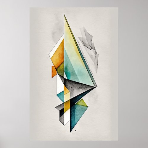 Abstract Geometric Watercolor Ai Art Poster