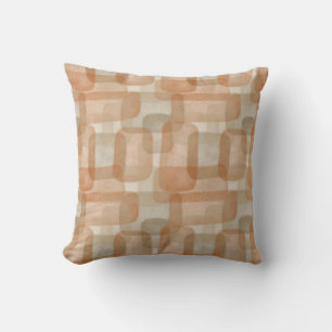 Abstract Geometric Watercolor, Rust, Brown Throw Pillow