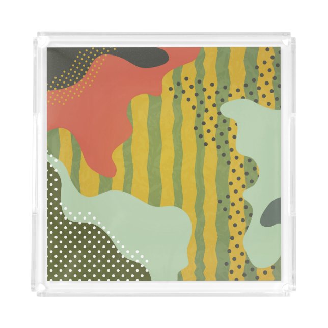 Abstract Geometric Waves Creative Background Acrylic Tray (Front)