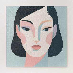 Abstract Geometric Woman Portrait Minimalist Jigsaw Puzzle