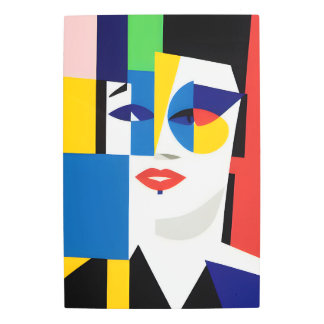 Abstract Geometric Woman Portrait Modern Metal Print