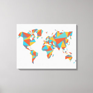 Abstract Geometric World Map Canvas Print